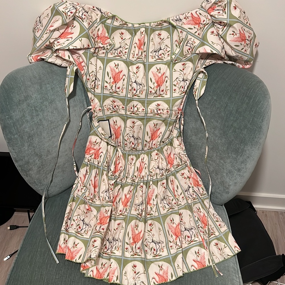 AGUA BY AGUA BENDITA Verao avian-print cotton-poplin mini dress - Picture 7 of 9